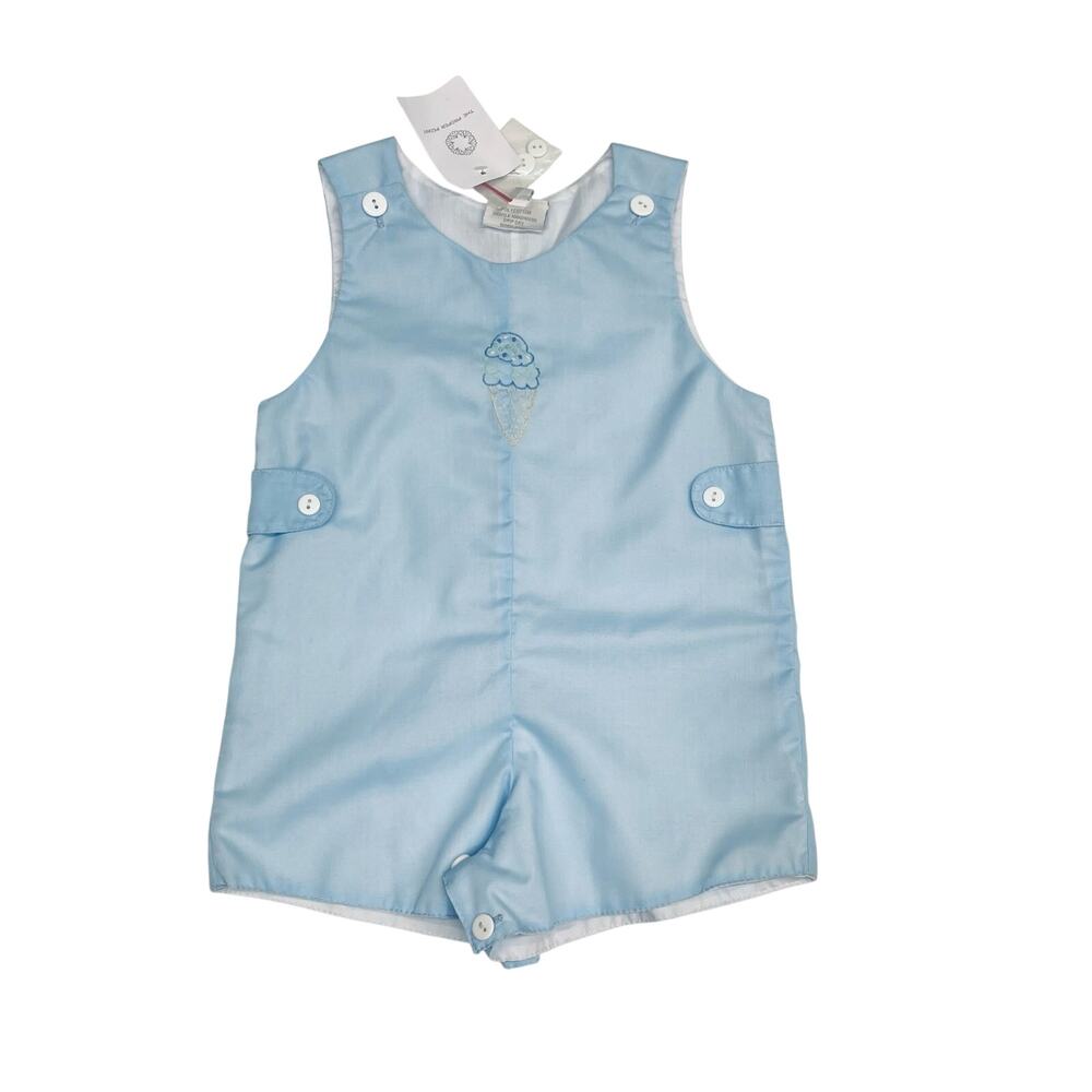 Light Blue Infant Boys' Ice Cream Embroidered Shortall Romper